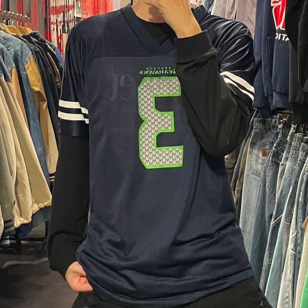 [IM] NFL SEAHAWKS No.3 WILSON 네이비 반팔져지