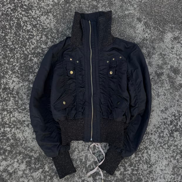 Shirring Detail Bomber Jacket