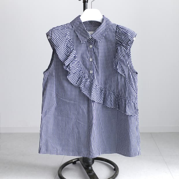 check frill shirt