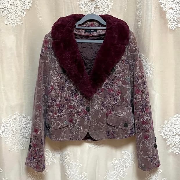 빈티지 플라워 퍼 자켓