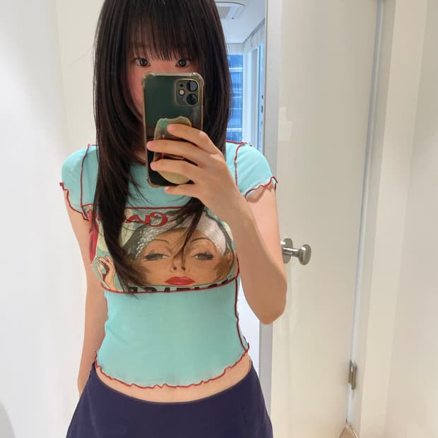vintage printing mesh top