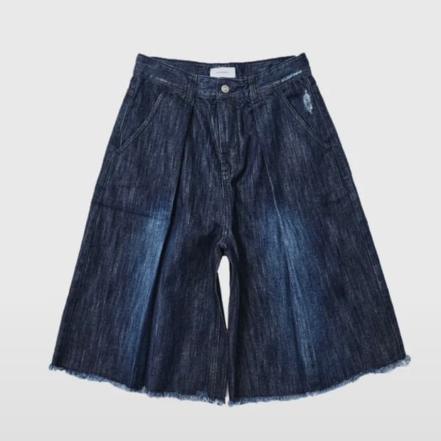 [2]999휴머니티 컷팅 엣지 데님 버뮤다 팬츠 인디고