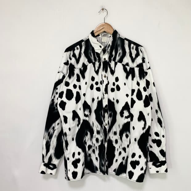 지아니 베르사체 달마시안 패턴 메두사 금장버튼 오버핏 셔츠 유니크 빈티지