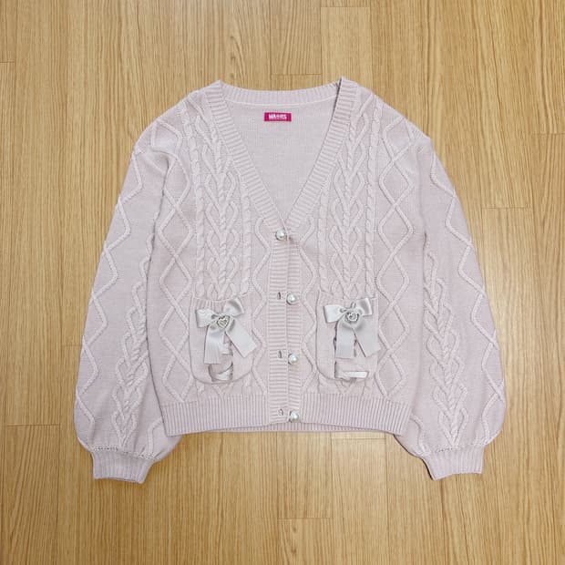 MA*RS 마즈 리본 케이블 니트 가디건 핑크