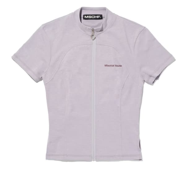 미스치프 mock neck zip up M 퍼플그레이