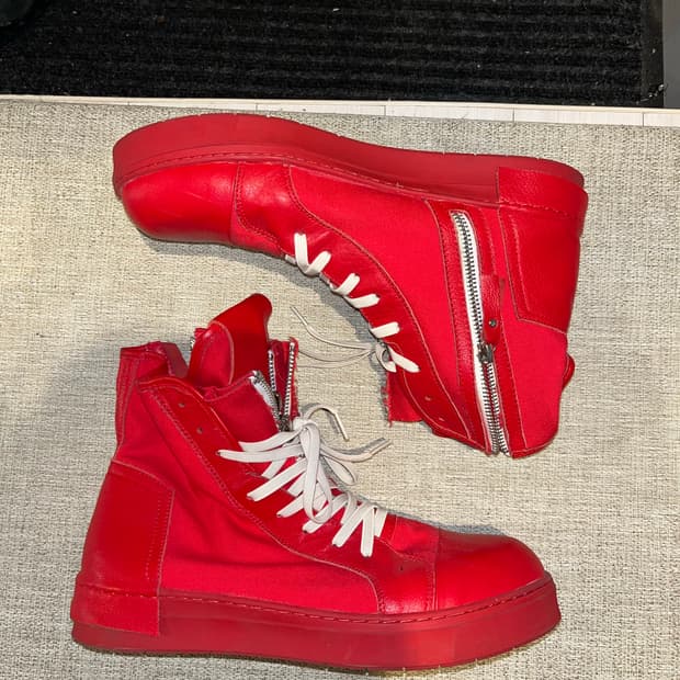 핸드메이드 레이스업 하이탑 부츠 스니커즈