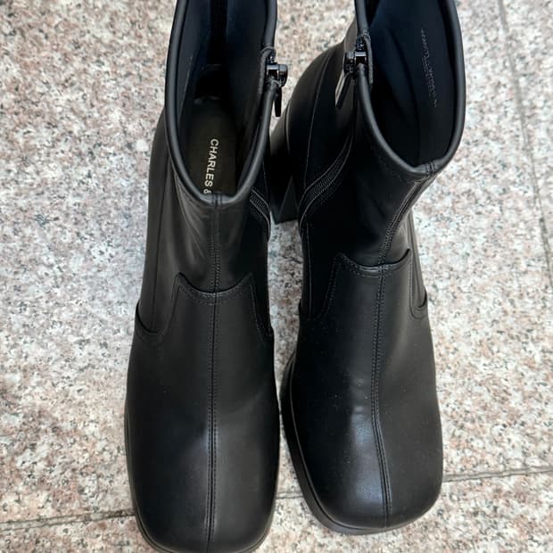 플랫폼 블록 힐 앵클 부츠 블랙