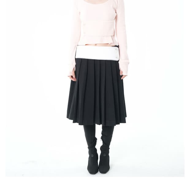 구해요 오스하이 oshigh 밴드 플리츠 스커트 블랙