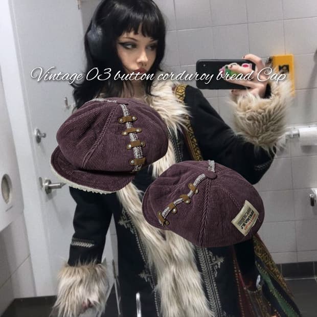 Vintage 03 button corduroy bread Cap