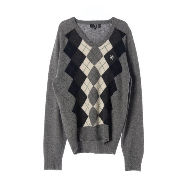 LE31 뉴울 빈티지 아가일 니트 L