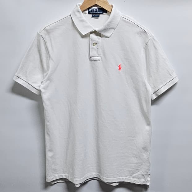 폴로랄프로렌 화이트 슬림핏 반팔카라티 L