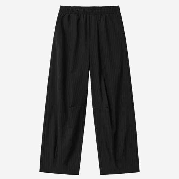 인템포무드 / 밴딩 스트라이프 커브드 슬랙스 L