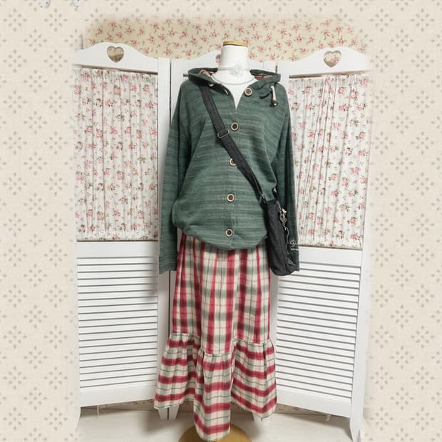 빈티지 히피모리걸 그린 후드집업