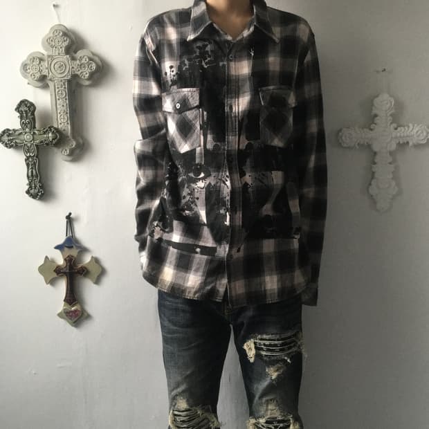 Printing check pattern shirt