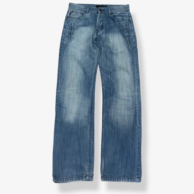 [31] Just Cavalli Logo Embroidered Denim