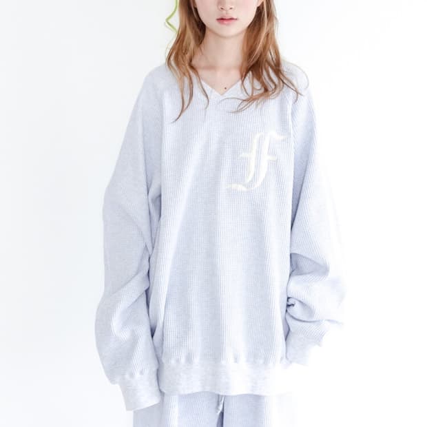 ★[F.E.E.S] waffle boxy MTM (melange grey