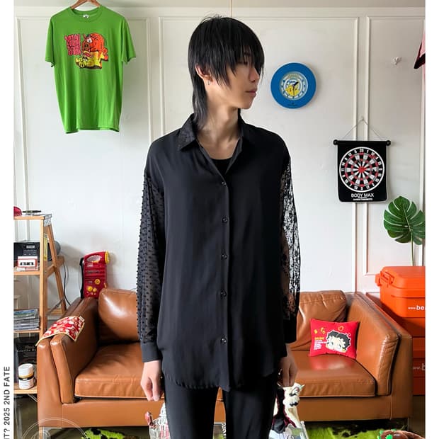 Jpn Vintage Mixed Texture Black Shirt