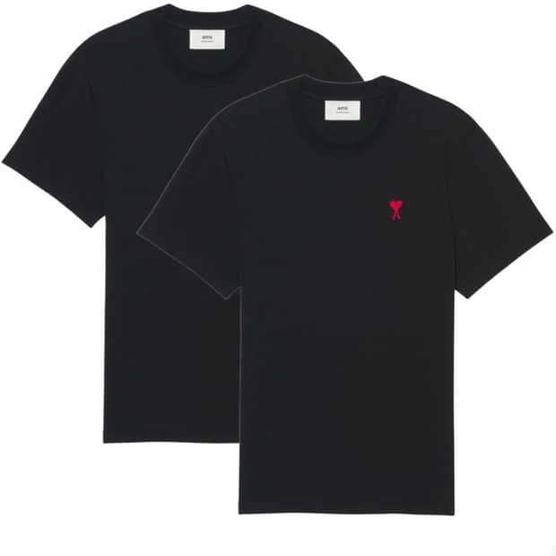 아미 스몰 하트 로고 박시핏 반팔