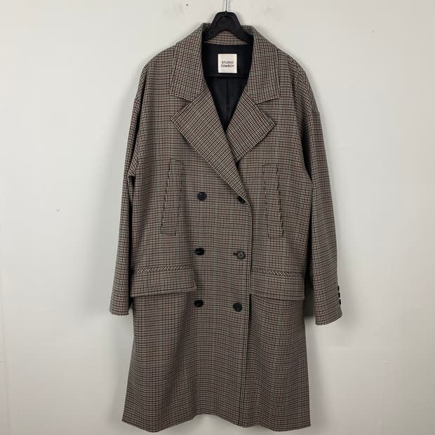스튜디오 톰보이 오버사이즈 더블 체크 코트 