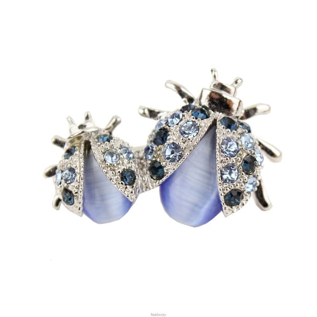 블루톤 풍뎅이 비즈 브로치