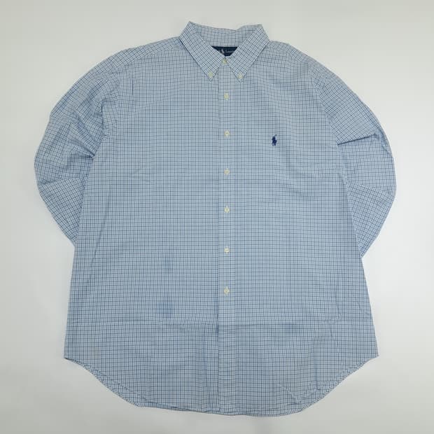 CN171 XL 폴로 랄프로렌 스카이블루 마이크로체크 긴팔 셔츠 남방