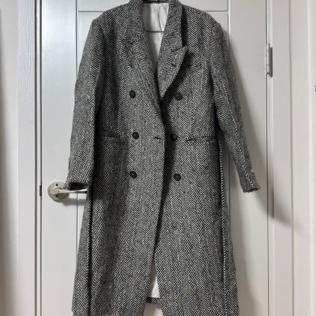 인스턴트펑크 21FW 오버사이즈 울 더블 롱 코트 그레이헤링본