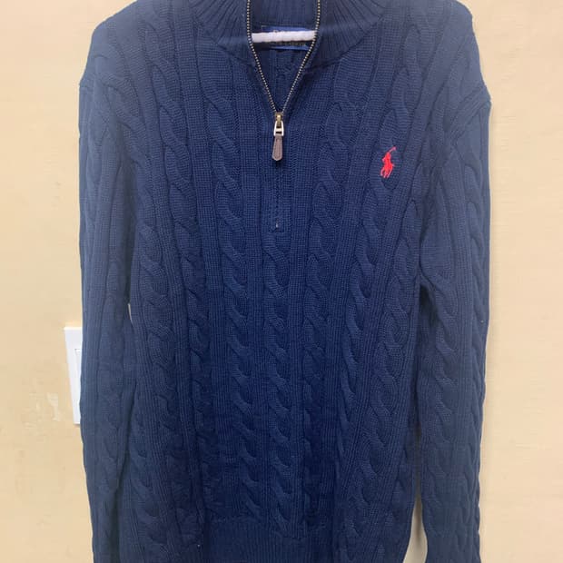 폴로 랄프로렌 반집업니트 네이비