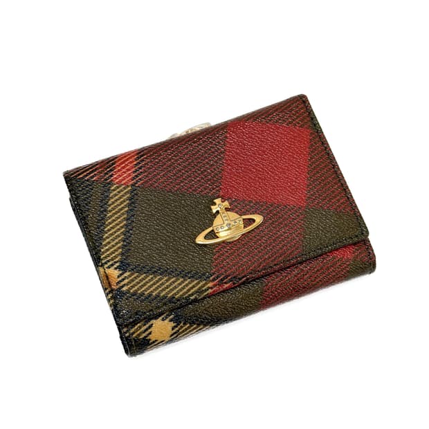 비비안웨스트우드 타탄 체크 ORB 반지갑