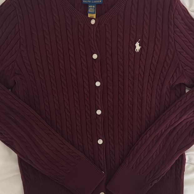 폴로 랄프로렌 버건디 가디건