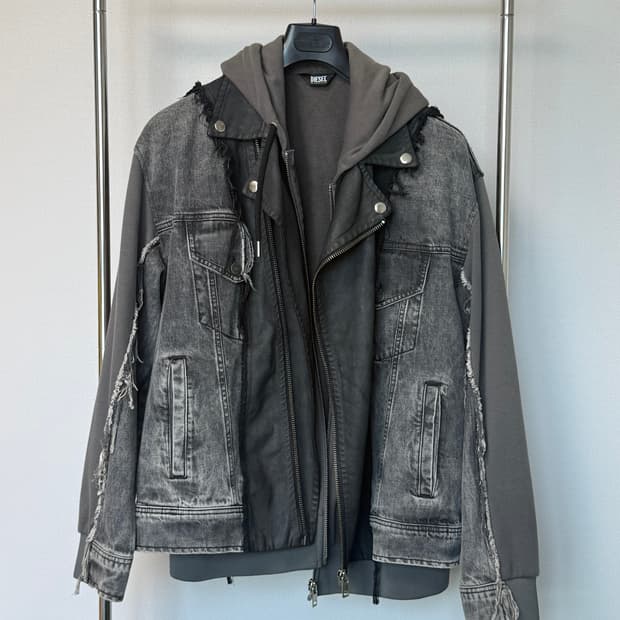 Diesel 디젤 데님 후드 집업 자켓