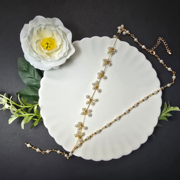진주포도송이 초커 목걸이