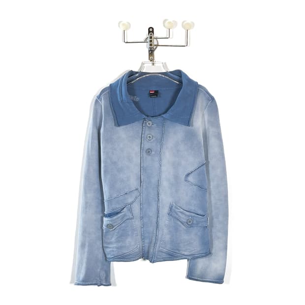 디젤 블루 코튼 가디건 자켓
