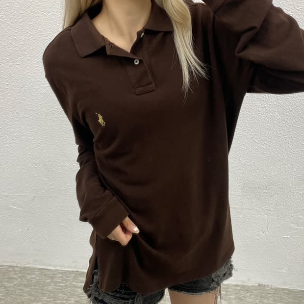 폴로 랄프로렌 베이지포니 브라운 pk 긴팔티 L