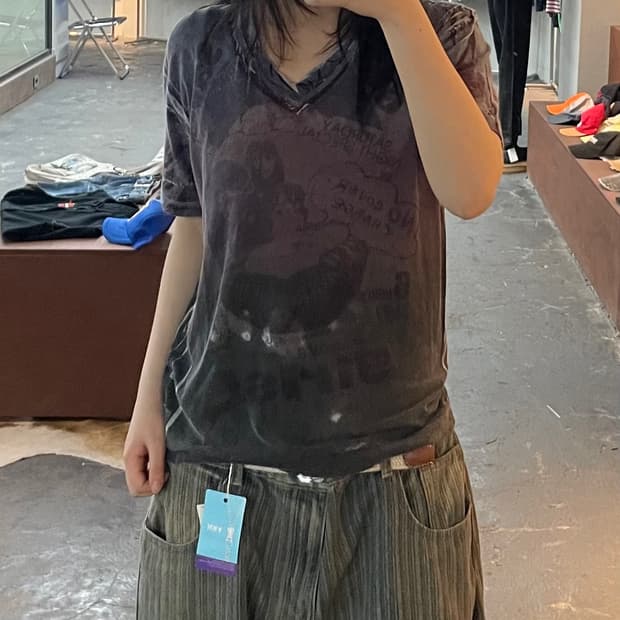 COMME CA MEN 빈티지 그래픽 반팔 H2804