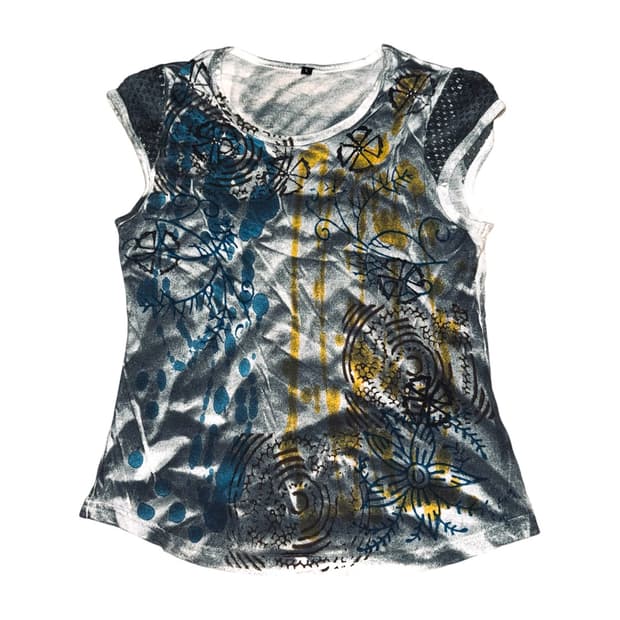 Abstract Tie-Dye Art Print Sleeve top