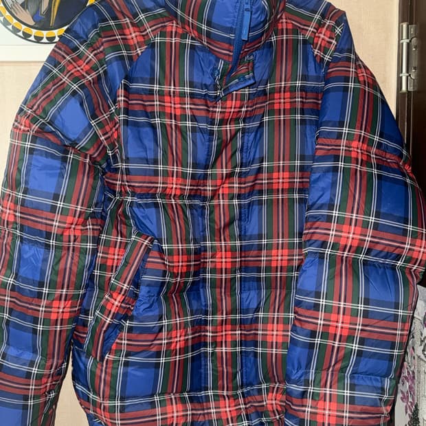 JW 앤더슨 X 유니클로 깃털 다운 체크 숏패딩 m