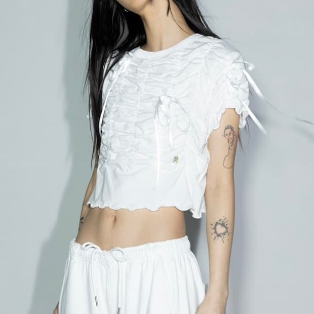 김미더영 리본 셔링 탑