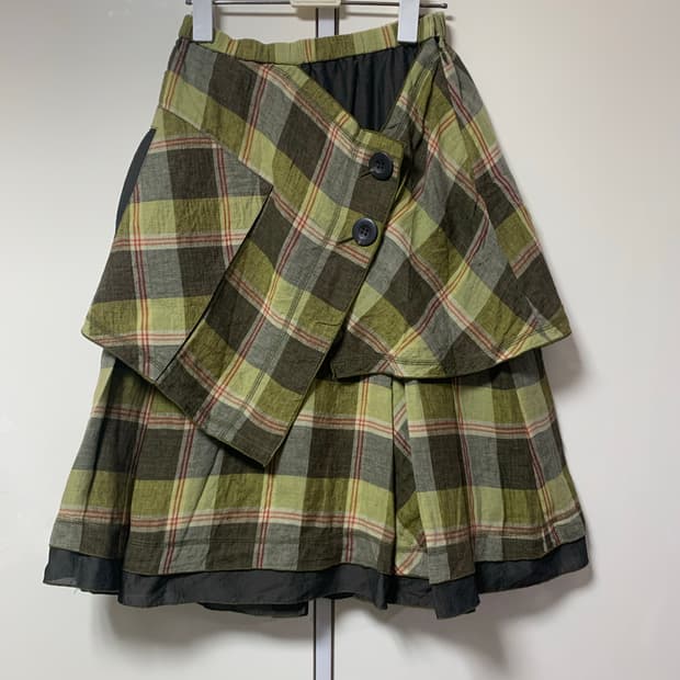 모리걸 하구미 E-clat JPN 체크 레이어드 스커트