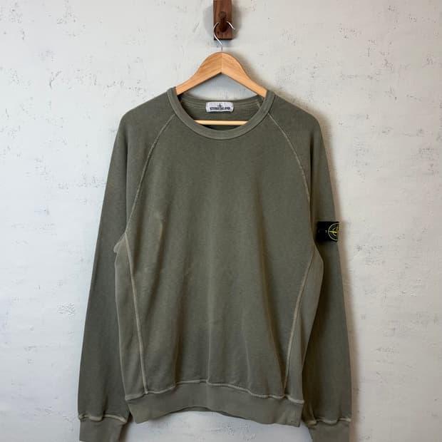 스톤아일랜드 백화점 택 정품 와펜 맨투맨 카키