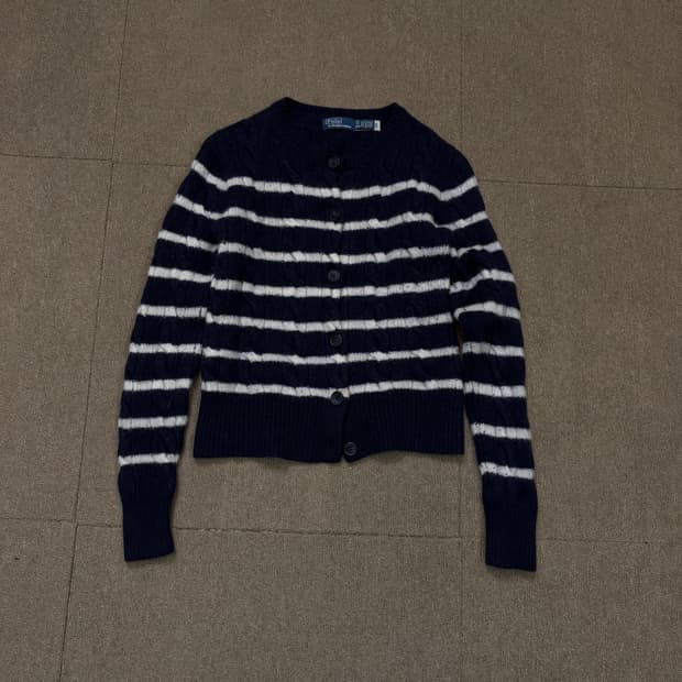 polo 랄프로렌 폴로 스트라이프 케이블 울 캐시미어 가디건 xs