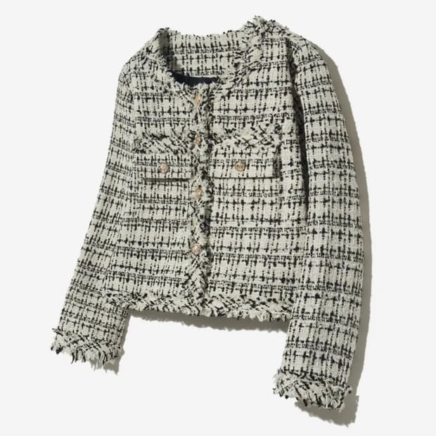 [새상품] 비바브라운 크롭 트위드 자켓 블랙