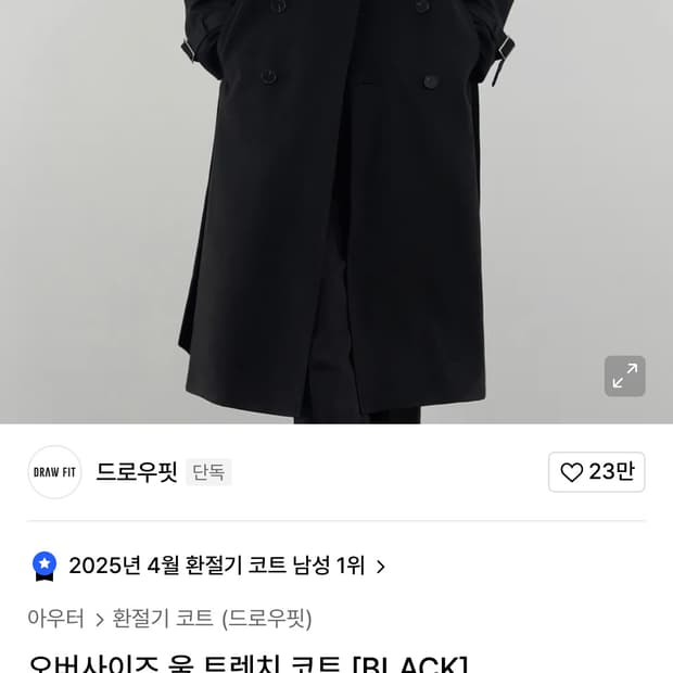 드로우핏 트렌치코트 블랙
