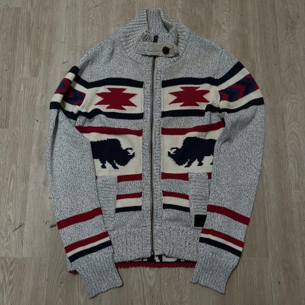 빈티지 Superdry 아즈텍 코위찬 니트 집업 가디건 M/95