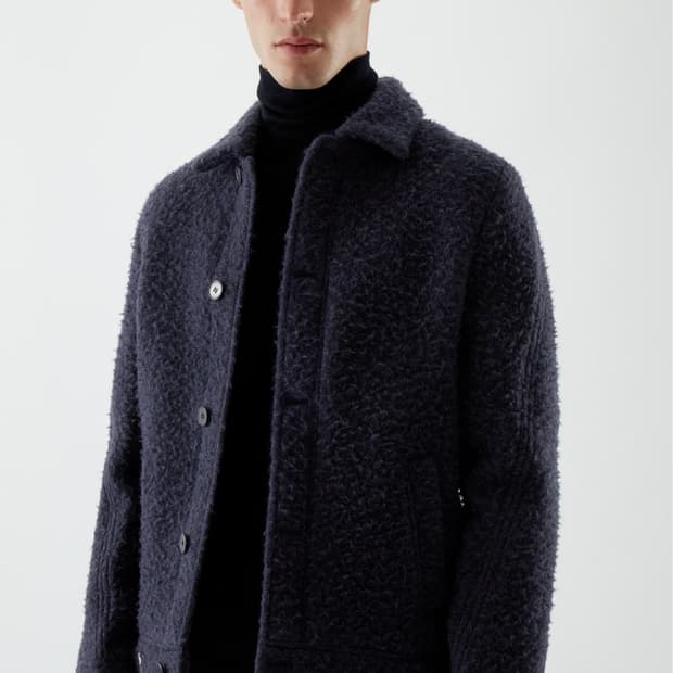 COS 코스 울 부클 자켓 네이비