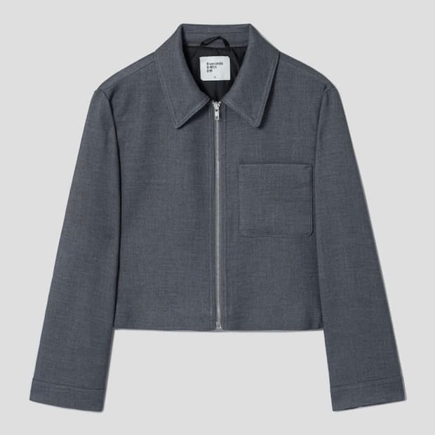 에잇세컨즈 크롭 집업 점퍼 그레이 80(xs)