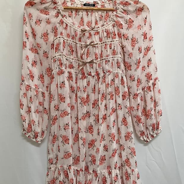 레스트로즈 플라워 모리 하구미 블라우스 미니 원피스