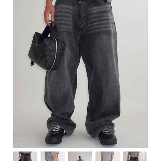 뉴치프시크 ancien washed wide denim pants