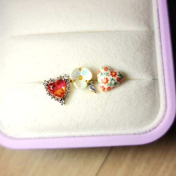 써지컬 피어싱 세트 일괄 - 레드 (새상품)