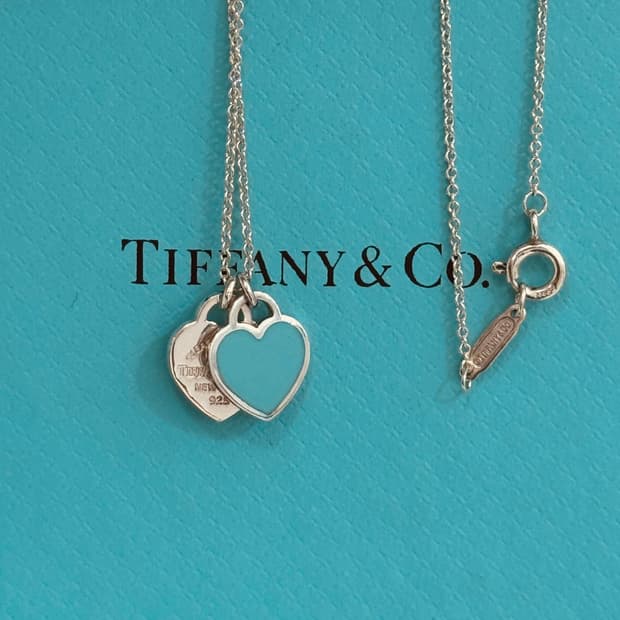 티파니앤코 리턴투 더블하트 목걸이(블루 애나멜)/미니