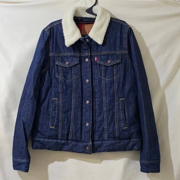 리바이스 구스다운 양털 트러커 자켓 진청 M